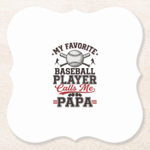 Baseball Papa Vintage Engraving Vector Design_1 Paper Coaster