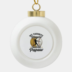 Baseball Papaw Favourite Players Vintage Shirt Des Ceramic Ball Christmas Ornament