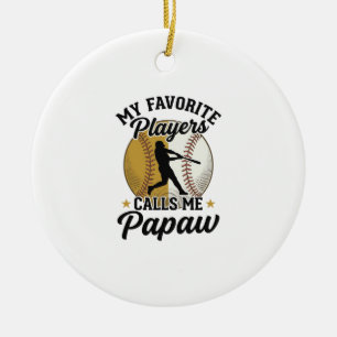 Baseball Papaw Favourite Players Vintage Shirt Des Ceramic Tree Decoration