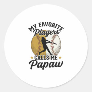 Baseball Papaw Favourite Players Vintage Shirt Des Classic Round Sticker