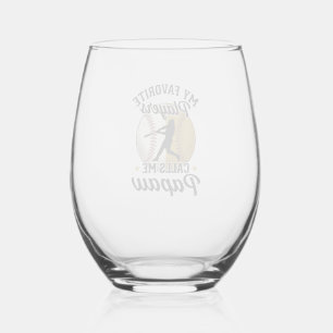 Baseball Papaw Favourite Players Vintage Shirt Des Stemless Wine Glass