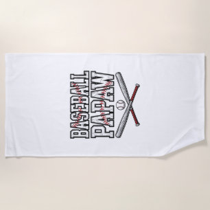 Baseball Papaw Vintage Engraving Design_1 Beach Towel