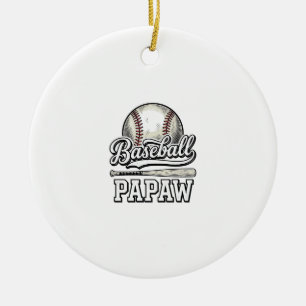 Baseball Papaw Vintage Engraving Shirt Design_1 Ceramic Tree Decoration