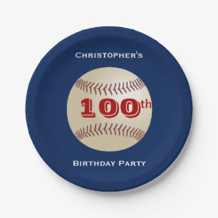 Baseball Paper Plates, 100th Birthday Party Plate