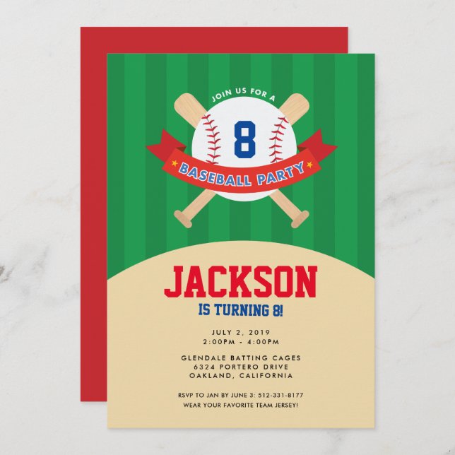 Baseball Party Invitation (Front/Back)