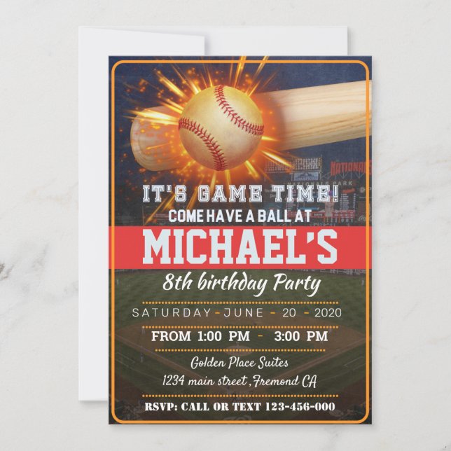 Baseball Party Invitation (Front)