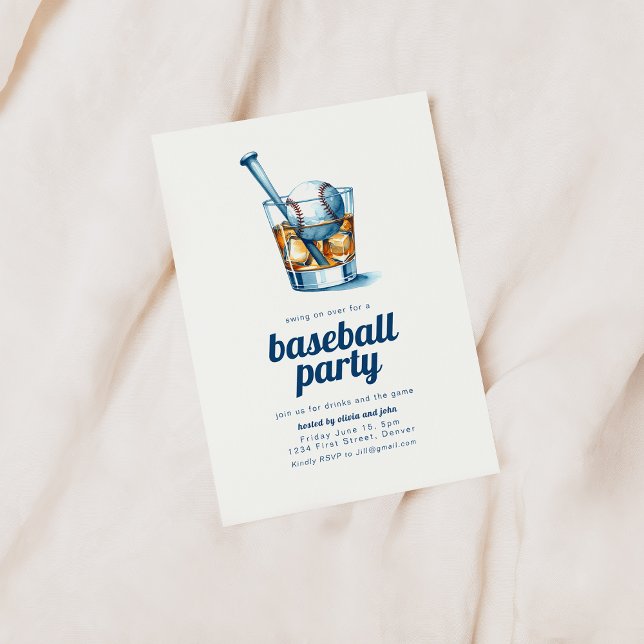 Baseball Party Invitation with Whiskey Glass (Creator Uploaded)