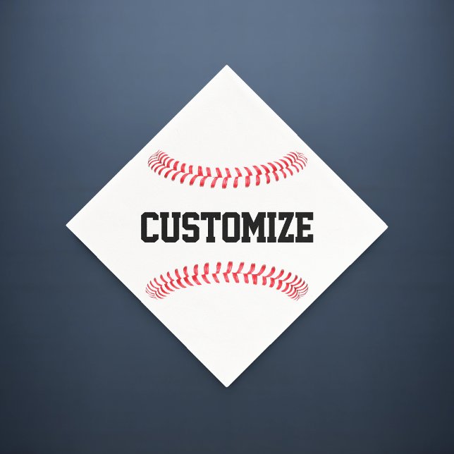 Baseball Party or Team Banquet Custom Text Sports Napkin (Baseball party napkins with custom team name or text)