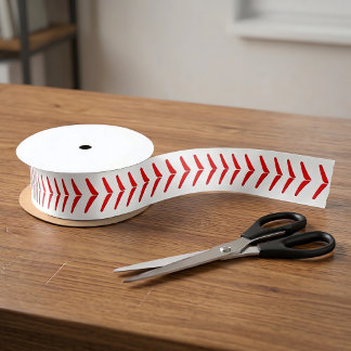Baseball Party Red Seams Satin Ribbon