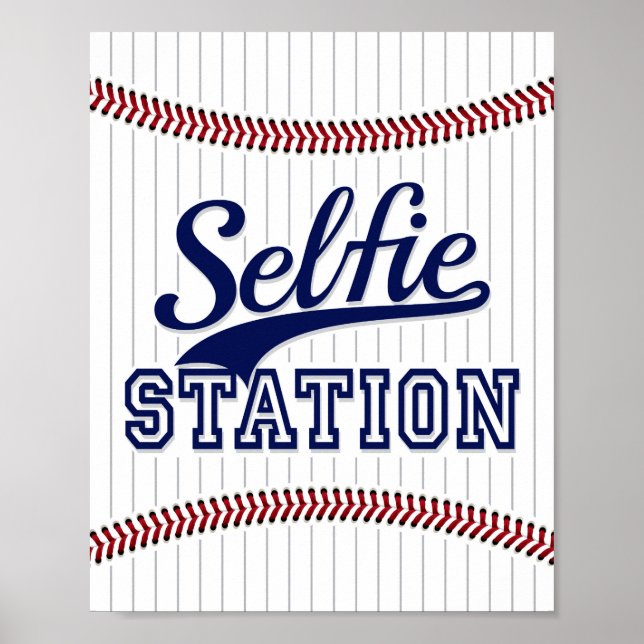 Baseball Party SELFIE STATION Sign Print (Front)