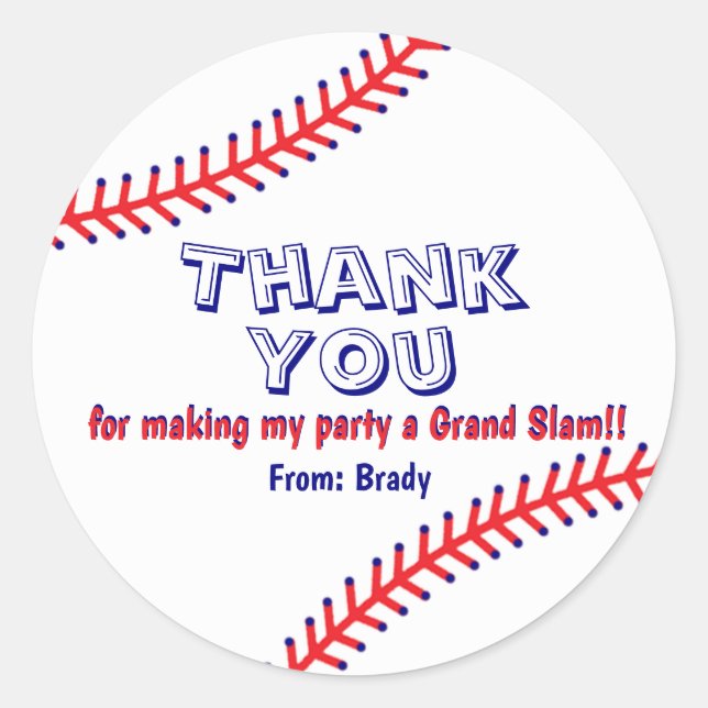 Baseball Party Stickers (Front)