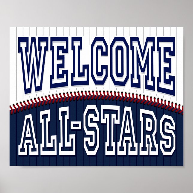 Baseball Party  WELCOME ALL-STARS Sign Print (Front)