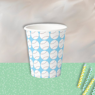 Baseball Pattern Light Blue Paper Cup
