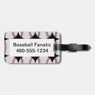 Baseball Pattern on Black Luggage Tag