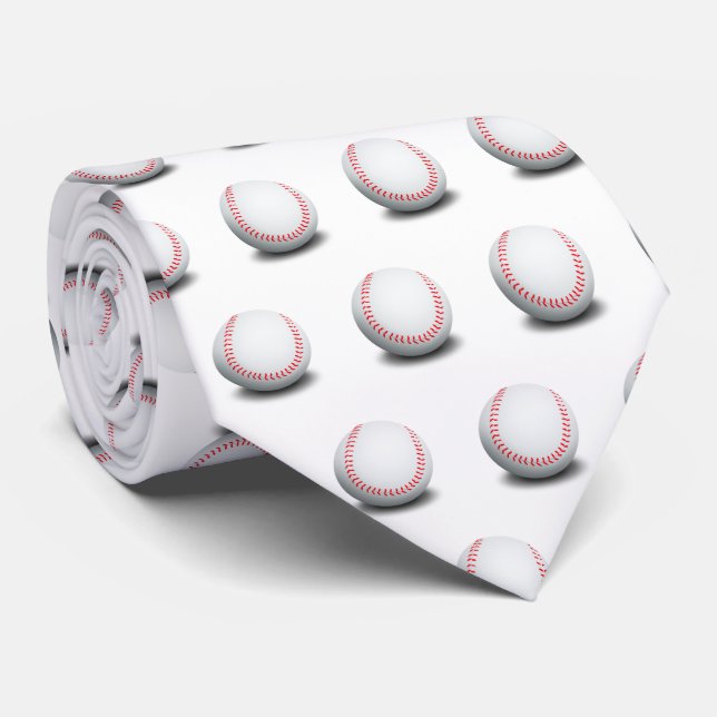Baseball Pattern | Sports Gift Tie (Rolled)