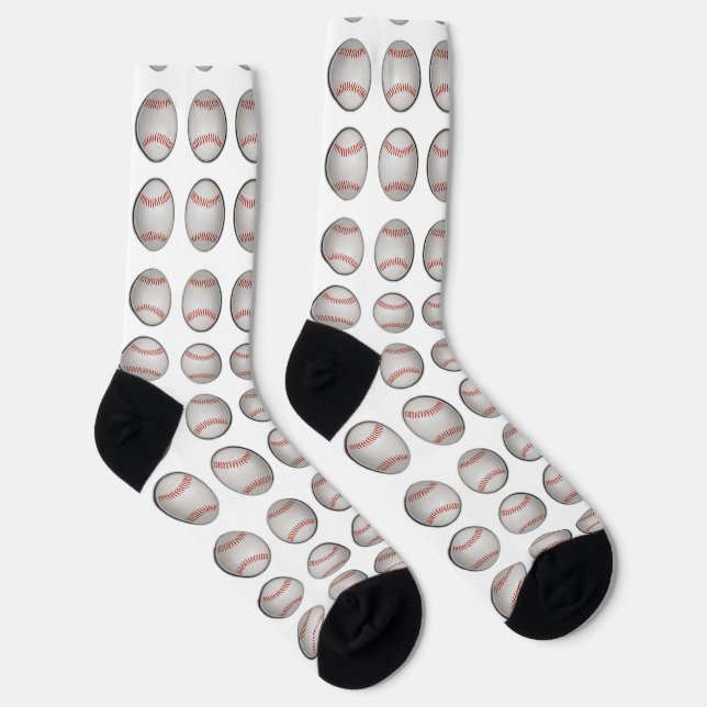 Baseball Pattern White Background Socks (Right)