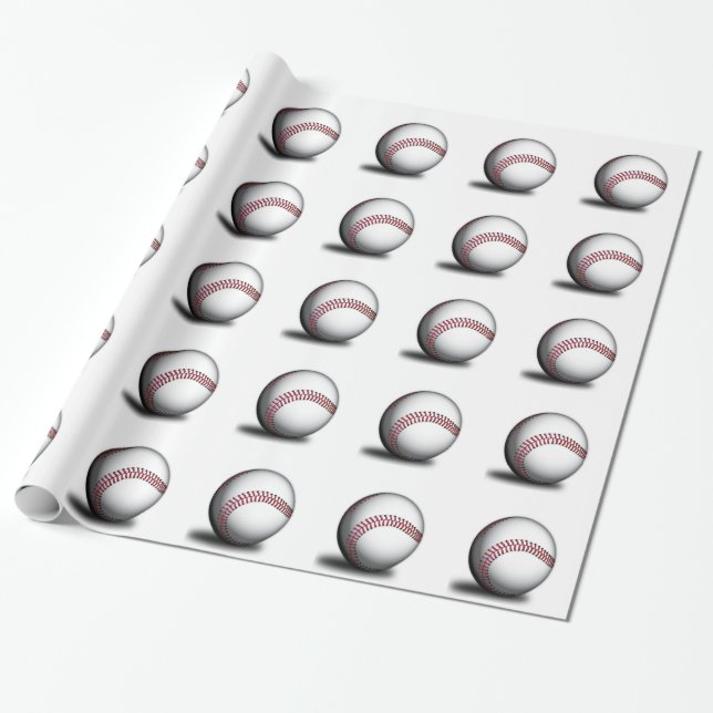 Baseball Pattern Wrapping Paper (Unrolled)