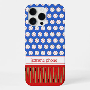Baseball patterned custom name iPhone 16 pro max case