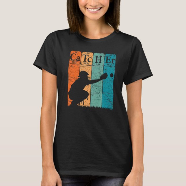 Baseball Periodic Table Elements Nerd Baseball Cat T-Shirt (Front)