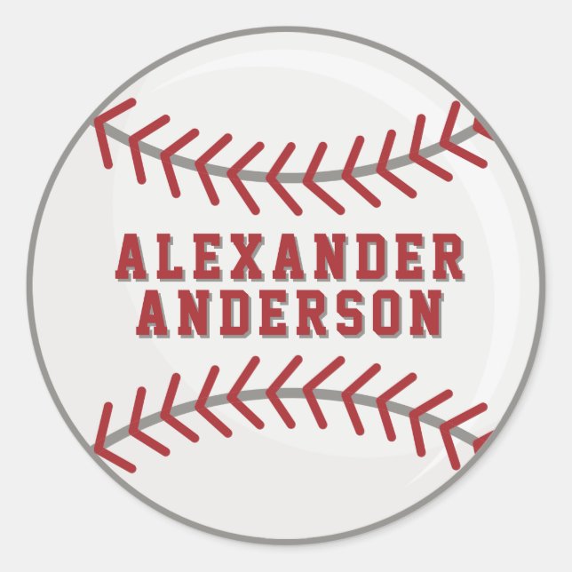 Baseball Personalise  Classic Round Sticker (Front)