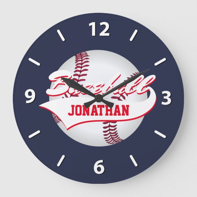 Baseball Personalise Large Clock (Front)
