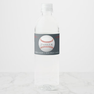 Baseball Personalised Birthday Water Bottle Label