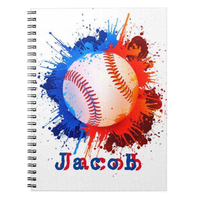Baseball personalised kid's notebook (Front)