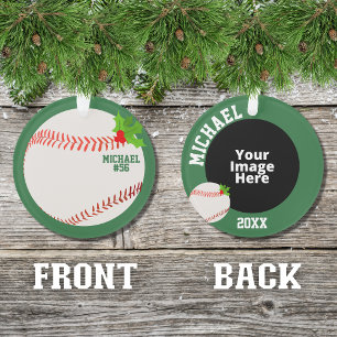 Baseball Personalised Photo Christmas Ornament
