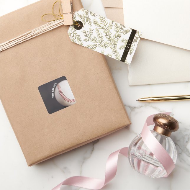 Baseball Personalised Square Sticker (Gifting)