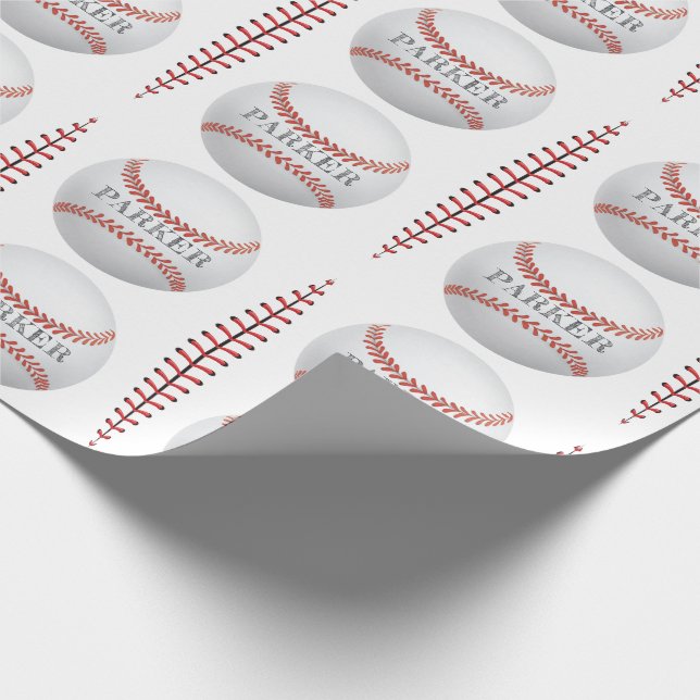 Baseball Personalised Wrapping Paper (Corner)