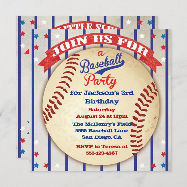 Baseball Photo Birthday Party Invitation (Front/Back)