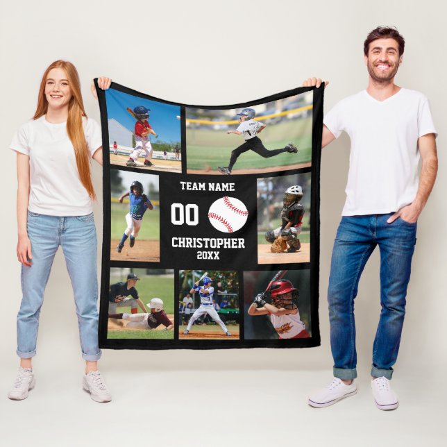 Baseball Photo Collage Fleece Blanket (In Situ)