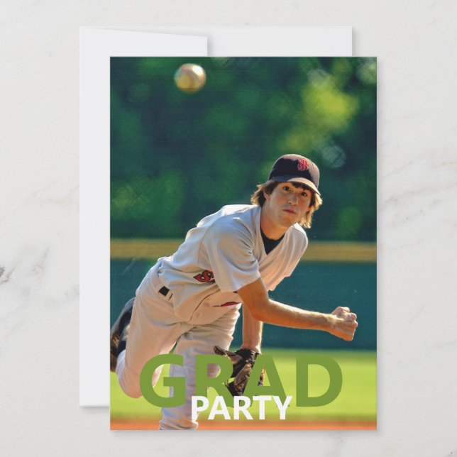 Baseball Photo Graduation Party Invitation (Front)