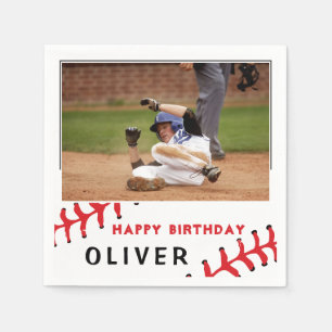 Baseball Photo Happy Birthday Party Napkin
