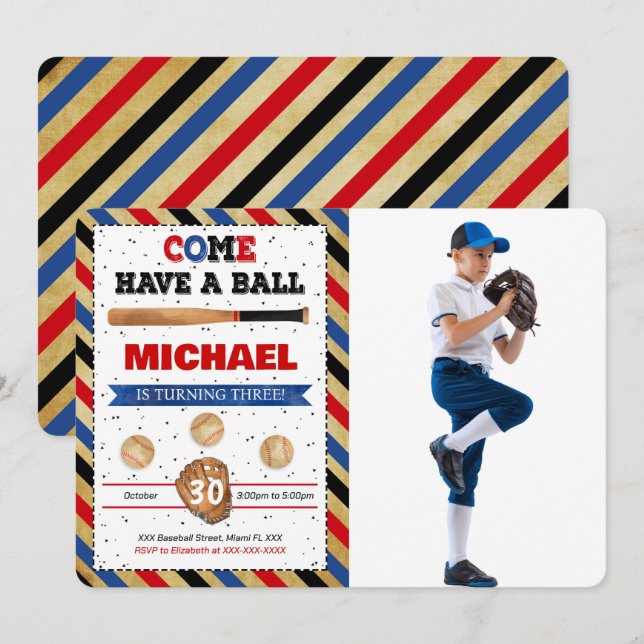 Baseball Photo Invitation (Front/Back)