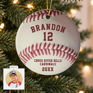 Baseball Photo Player Name Number Vintage Ceramic Tree Decoration