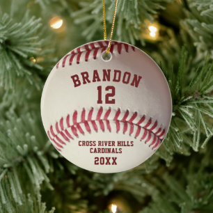 Baseball Photo Player Name Number Vintage Ceramic Tree Decoration
