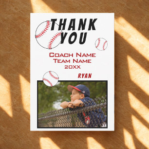 Baseball Photo Thank you Coach Card