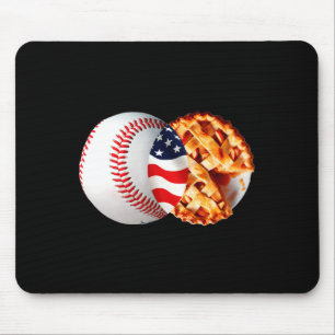 Baseball Pie American Flag July Illustration Mouse Pad