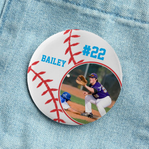 Baseball Pin Name Jersey Number Photo Sky Blue
