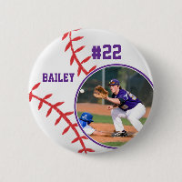 Baseball Pin Name Jersey Number Purple Photo