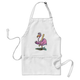 Baseball Pink Flamingo Whimsical Watercolor Standard Apron