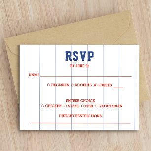 Baseball Pinstripe Wedding RSVP Card