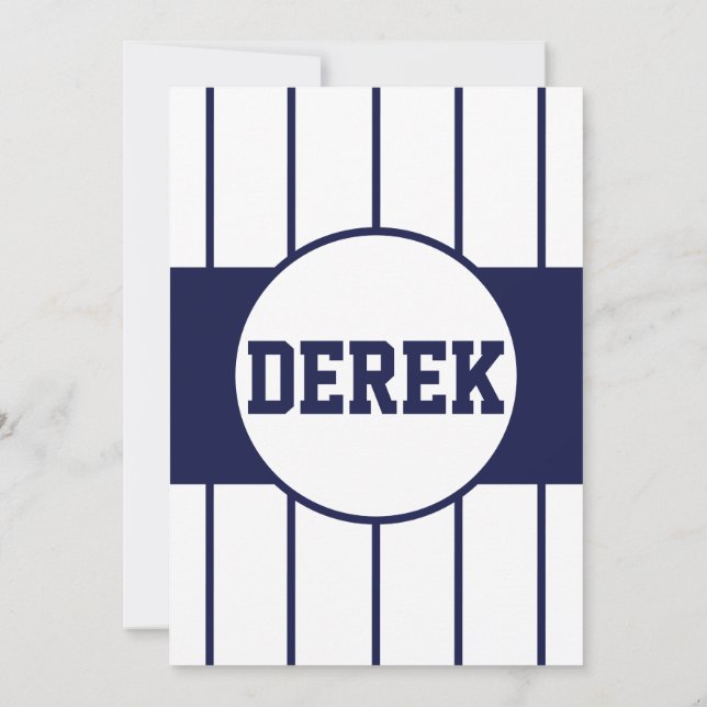 Baseball Pinstripes Invitation (Back)