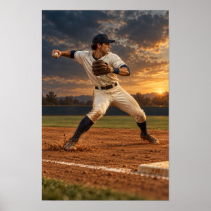 Baseball Pitcher at Sunset Wall Art – Dynamic Pitc