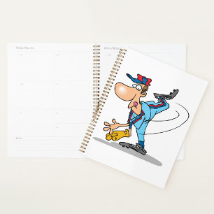 Baseball Pitcher Cartoon Style Spiral Planner