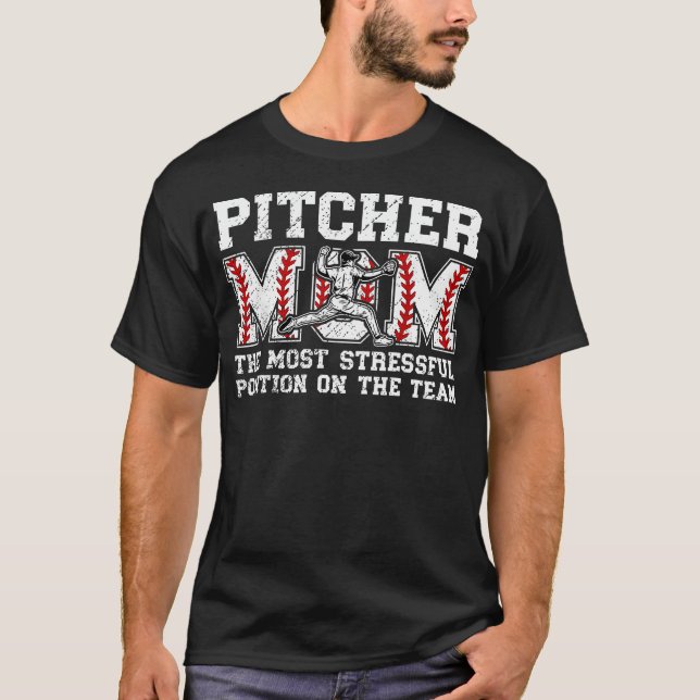 Baseball Pitcher Mum Funny Mum Of A Baseball T-Shirt (Front)