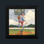 Baseball Pitcher on Mound by Jay Throckmorton Gift Box<br><div class="desc">Is it a curveball or a slider? Whatever it is it is coming right at you in this amazing piece by Jay Throckmorton. A baseball pitcher commands the mound, winding up to deliver a throw to the plate. Give this as a gift or hang it on your wall and enjoy...</div>