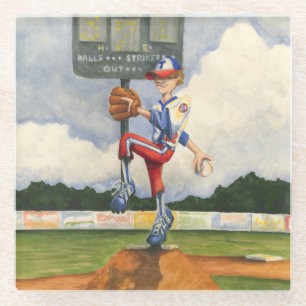 Baseball Pitcher on Mound by Jay Throckmorton Glass Coaster