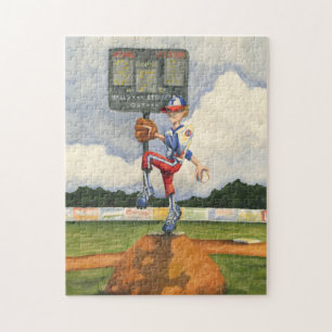 Baseball Pitcher on Mound by Jay Throckmorton Jigsaw Puzzle